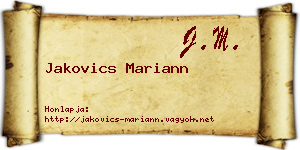 Jakovics Mariann névjegykártya
