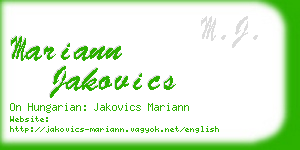 mariann jakovics business card